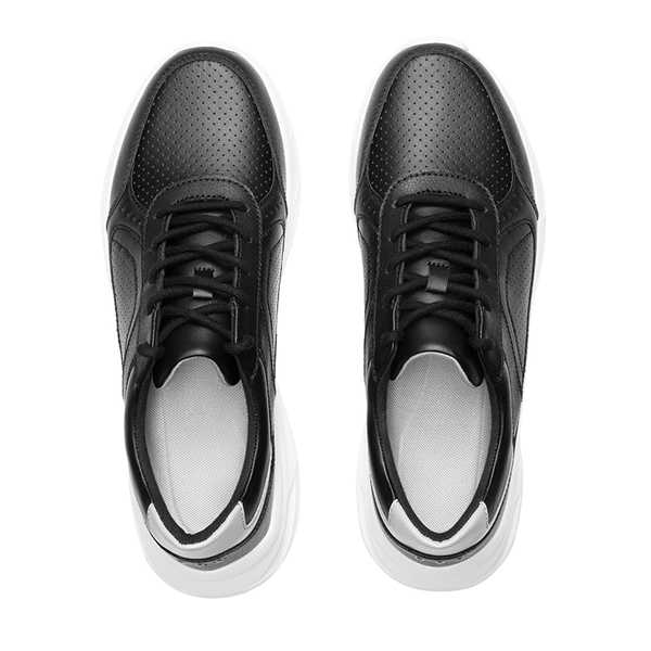 [ActiveCity] Men's Comfortable Leather Walking Sneakers - BLACK - 3